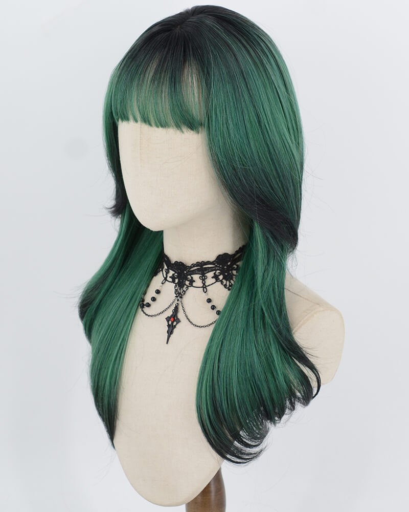 Ombre Green Black Synthetic Wig HW861 — view 3