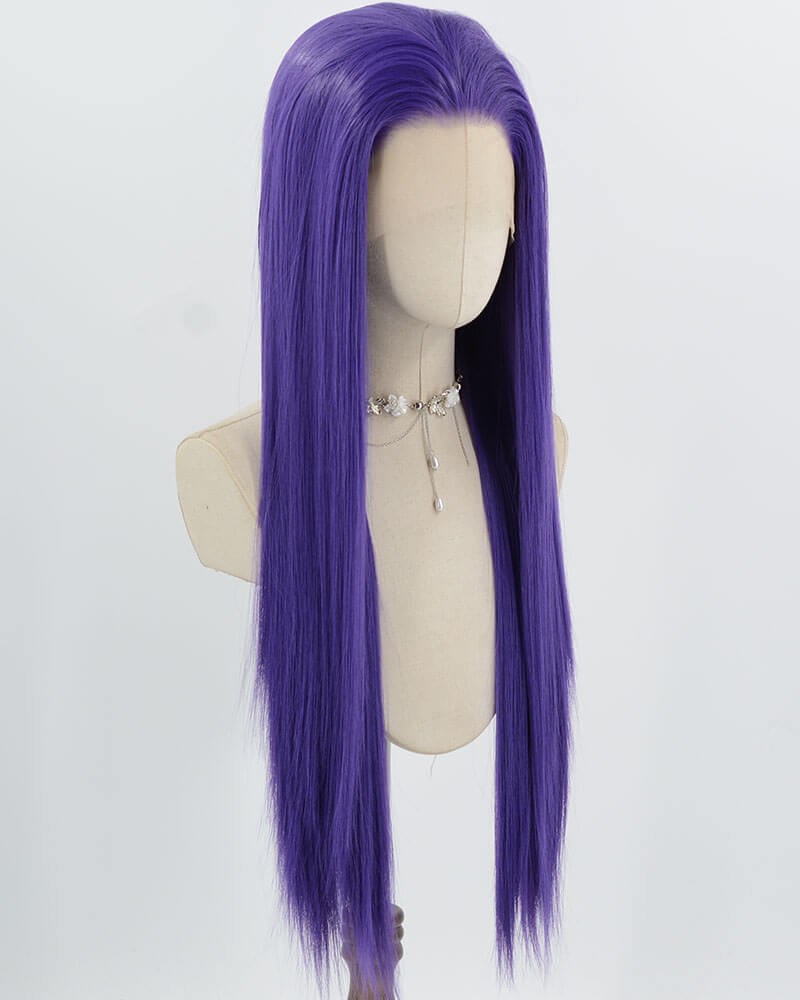 Purple Long Straight Synthetic Lace Front Wig WW980 — view 2