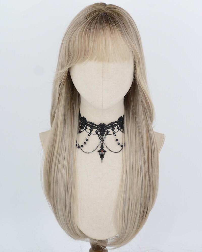 Rooted Beige Blonde Synthetic Wig HW858 — view 1
