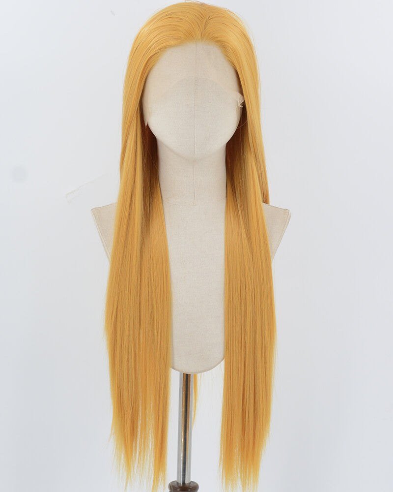 Golden Blonde Long Straight Synthetic Lace Front Wig WW936 — view 1
