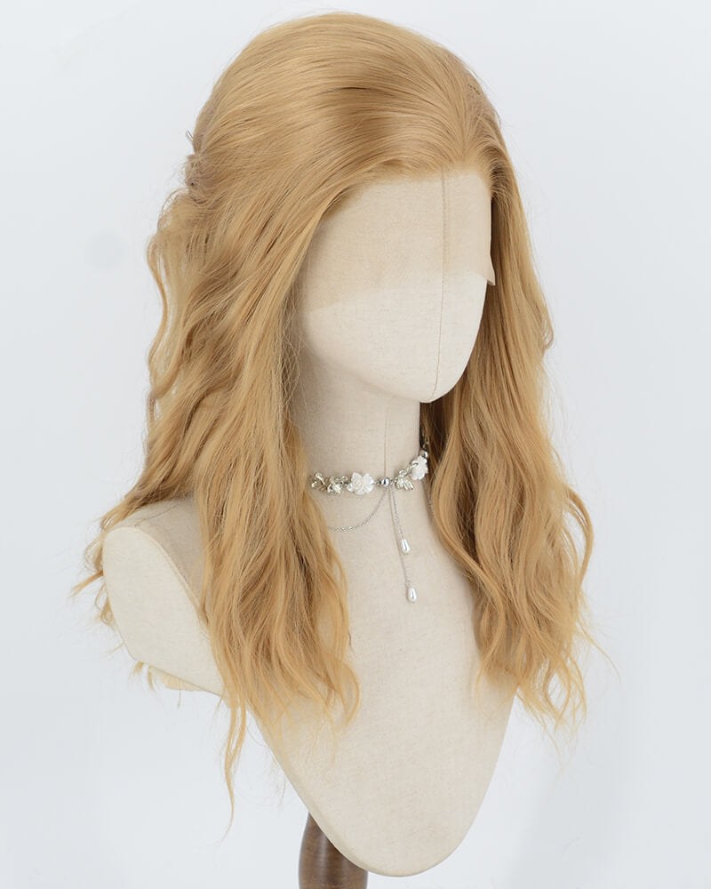Golden Blonde Curly Synthetic Lace Front Wig WW1079 — view 2