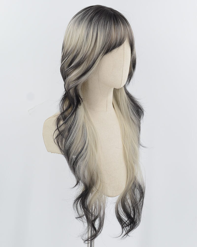 White Grey Ombre Black Synthetic Wig HW730 — view 2