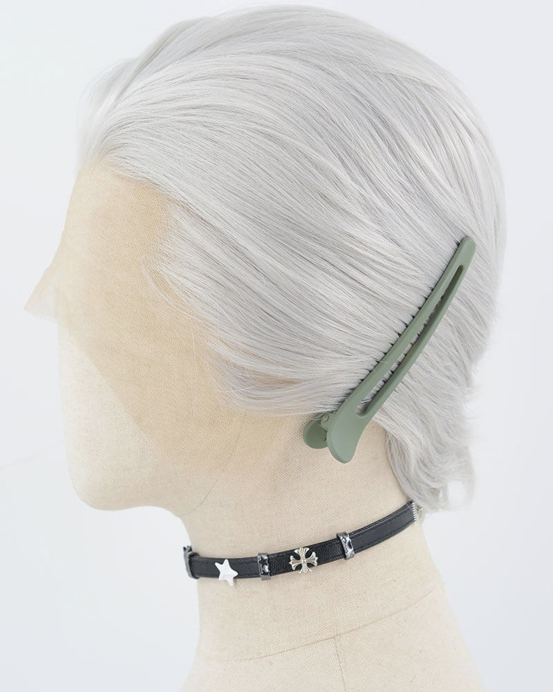 Silver Short Synthetic Lace Front Men's Wig MW046 — view 2