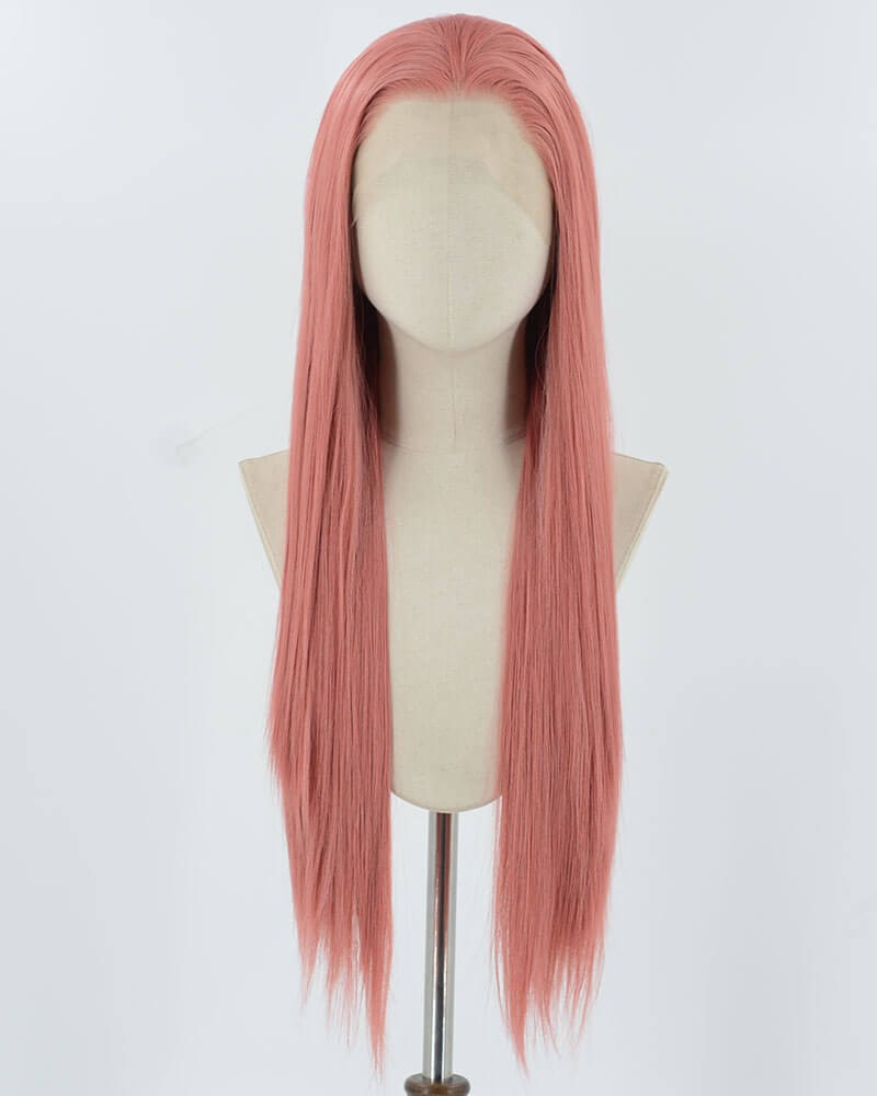 Pink Long Straight Synthetic Lace Front Wig WW1035 — view 1