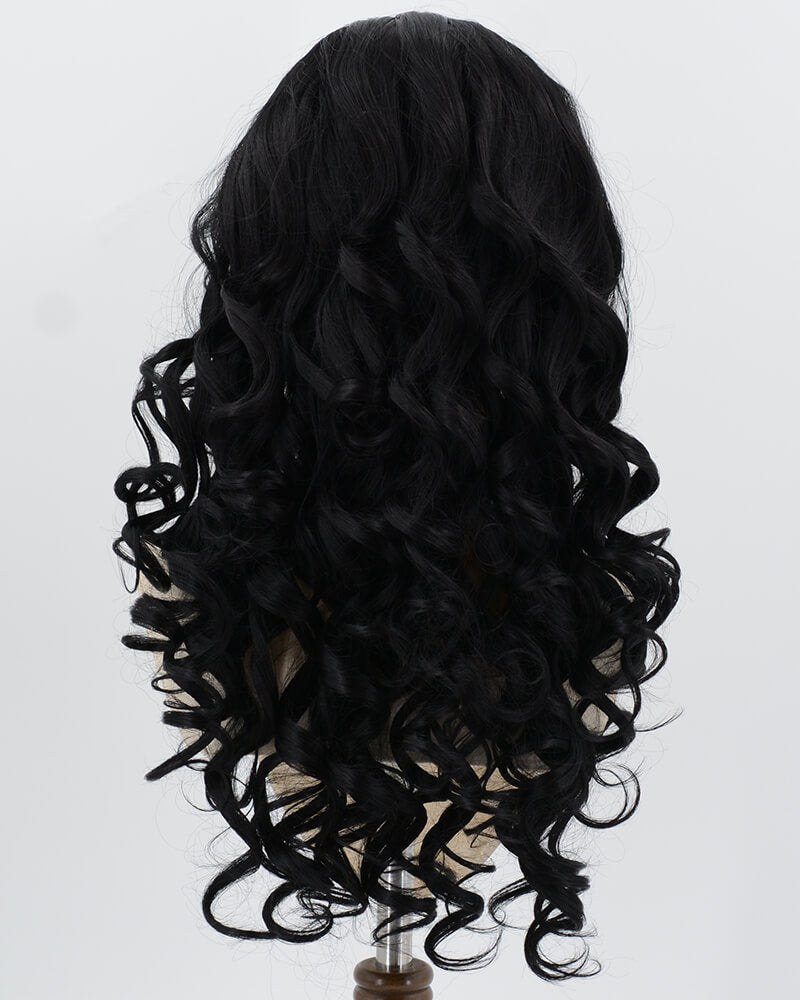Black Wavy Synthetic Lace Front Wig WW1044 — view 3