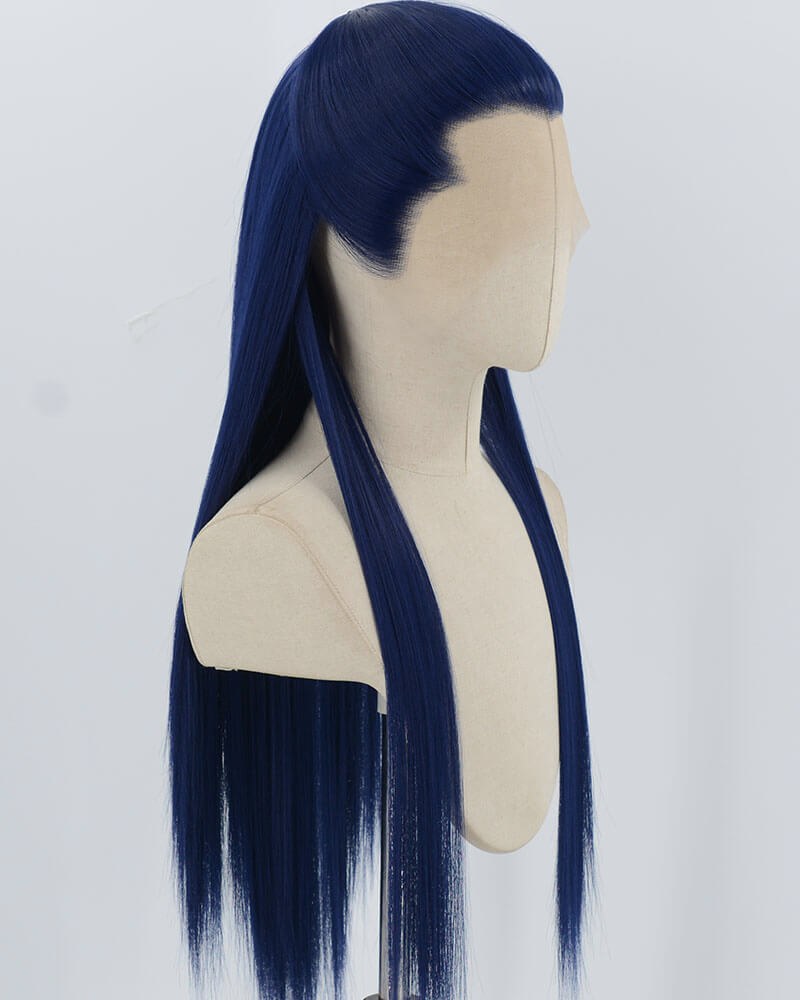 Dark Blue Straight Synthetic Lace Front Men's Wig MW058 — view 2