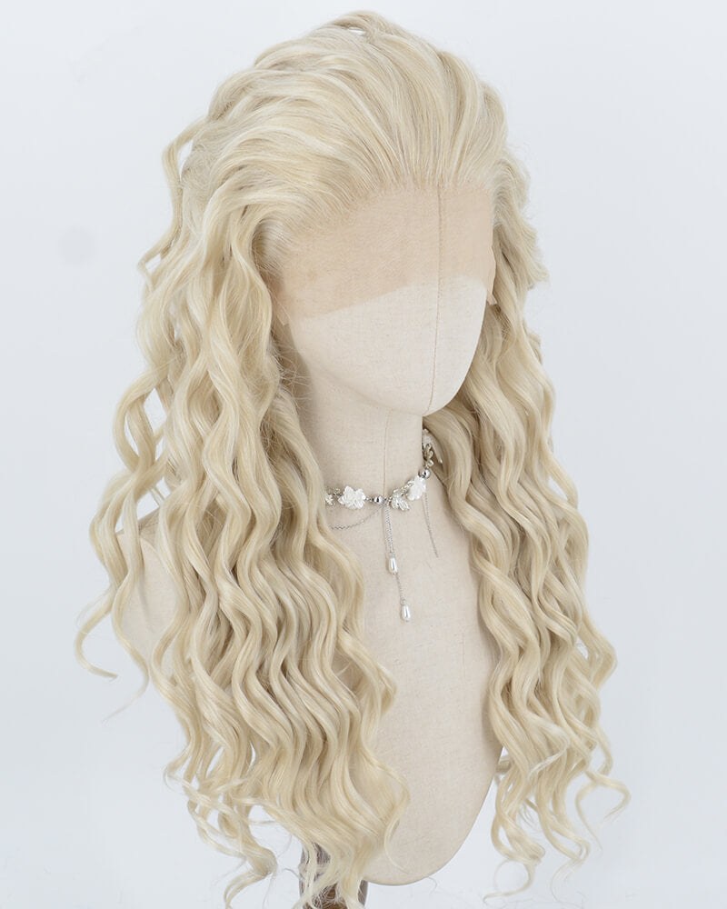 Ash Blonde Curly Synthetic Lace Front Wig WW1080 — view 2