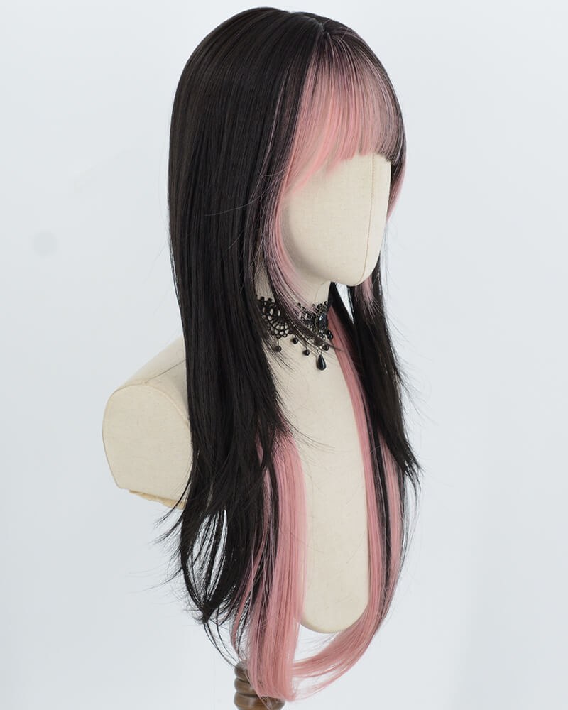 Black Pink Synthetic Wig HW826 — view 2