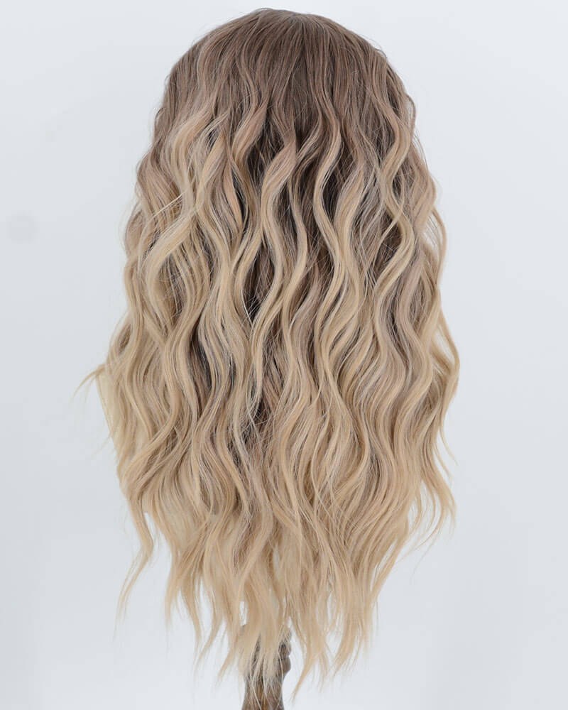 Brown Ombre Blonde Curly Synthetic Lace Front Wig WW1054 — view 3