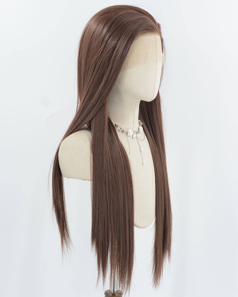 Red Brown Long Straight Synthetic Lace Front Wig WW973 — view 2