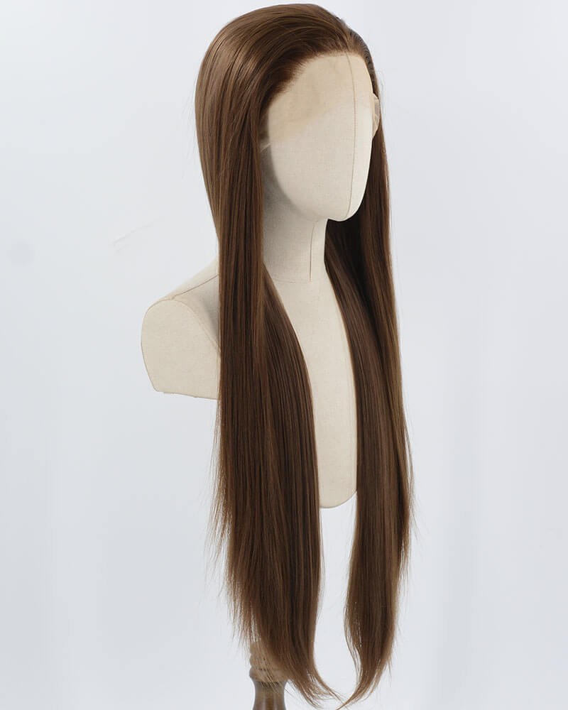 Long Straight Brown Synthetic Lace Front Wig WW885 — view 2