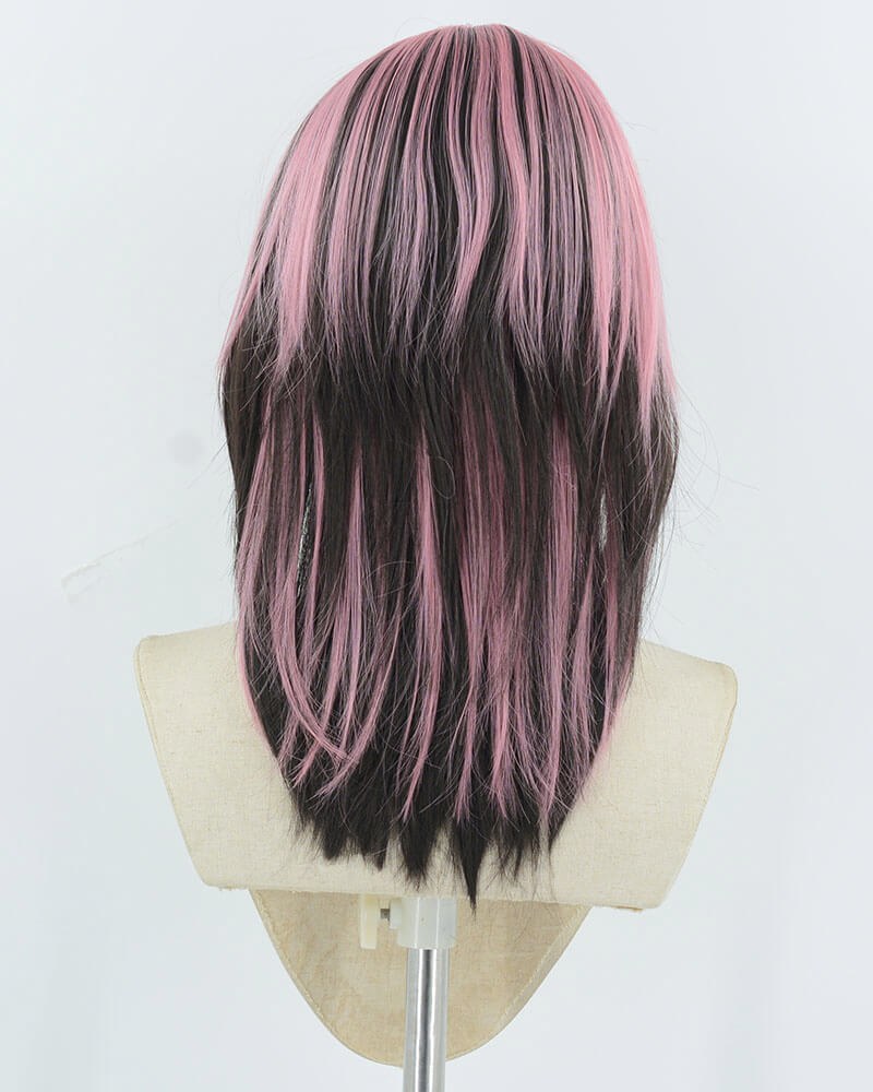 Pink Black Short Synthetic Wig HW756 — view 3