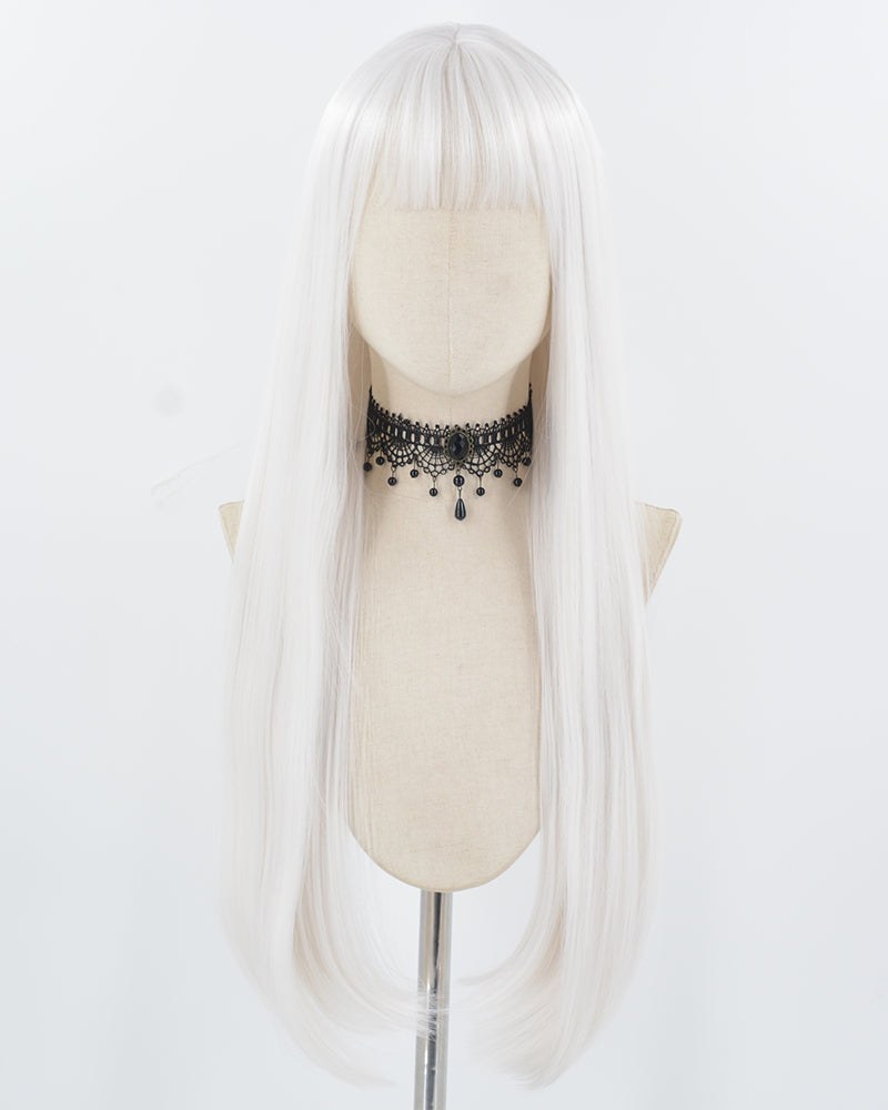28Inch White Long Straight Synthetic Wig HW742 — view 1