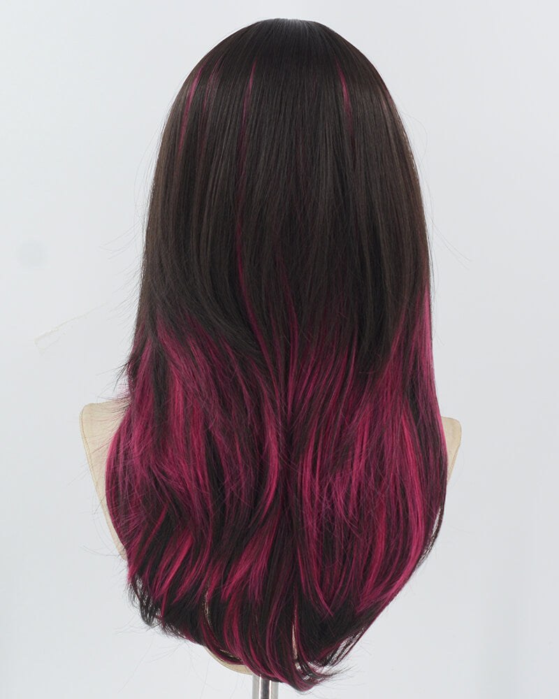 Black Hot Pink Synthetic Wig HW670 — view 3