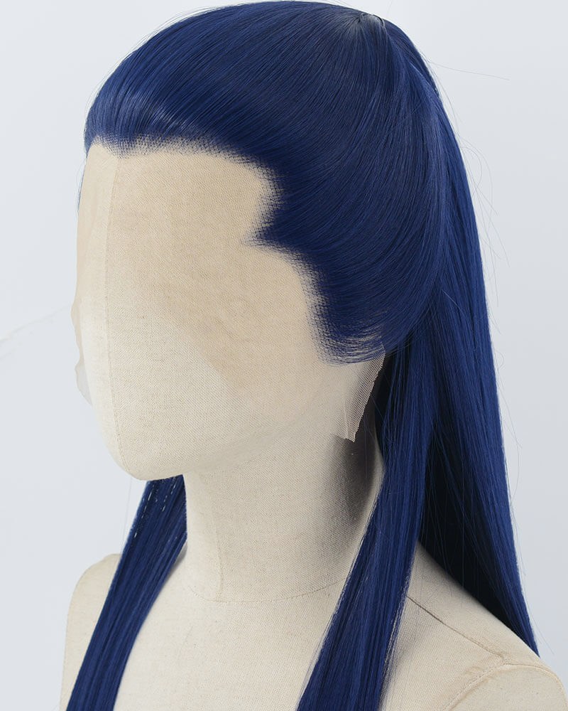 Dark Blue Straight Synthetic Lace Front Men's Wig MW058 — view 3