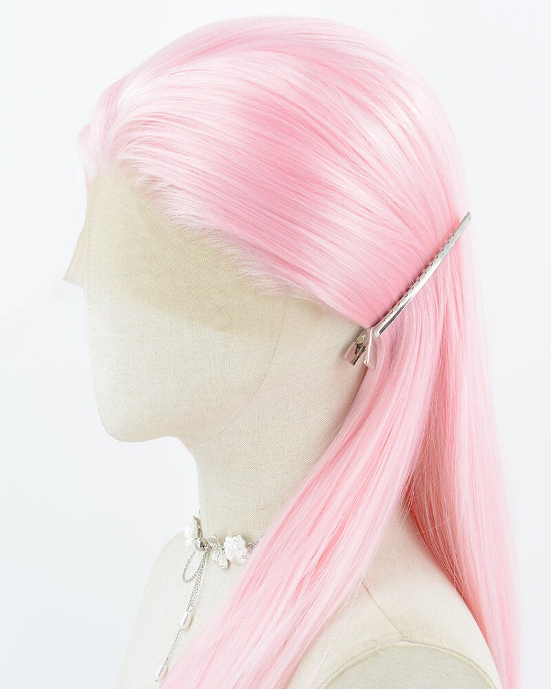 Pink Straight Synthetic Lace Front Wig WW1017 — view 4