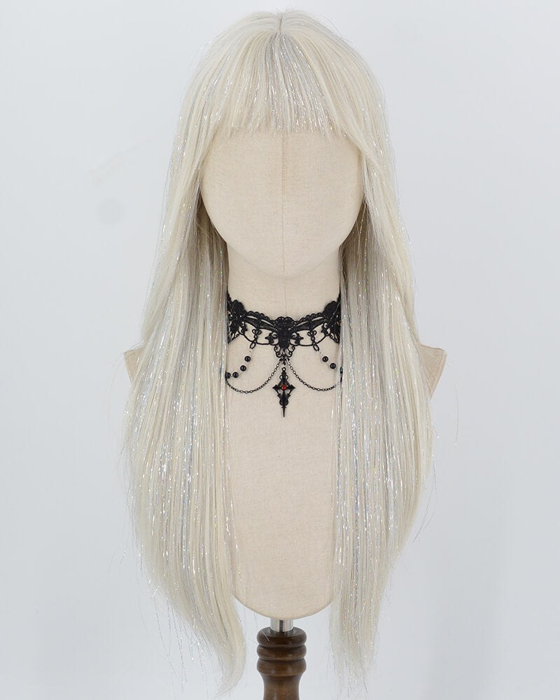 Platinum Blonde Tinsel Synthetic Wig HW848 — view 1