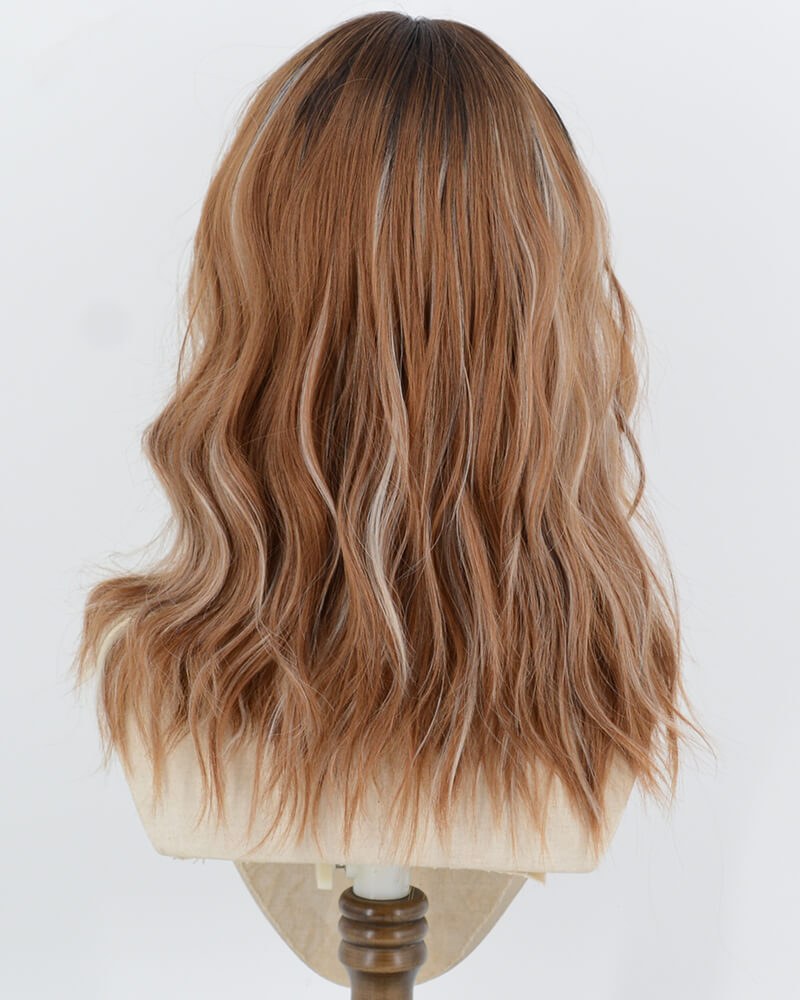 Ombre Brown Highlight Blonde Curly Synthetic Wig HW856 — view 4
